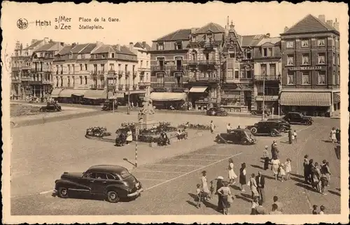 Ak Knokke Heist Heyst Knocke on the Sea Westflandern, Bahnhofsplatz