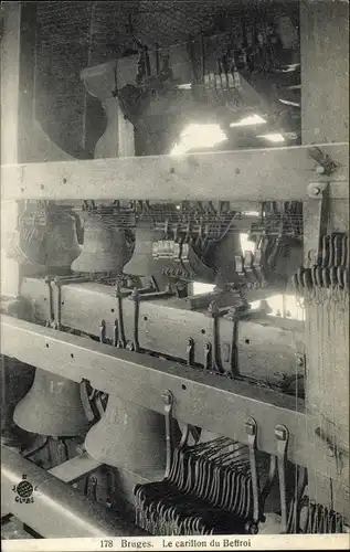Postkarte Brügge Brügge Flandern Westflandern, Das Glockenspiel des Glockenturms