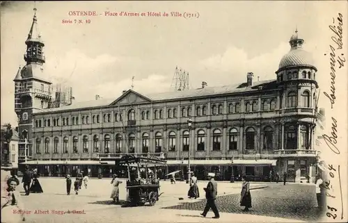 Ak Oostende Ostende Westflandern, Place d'Armes, Rathaus