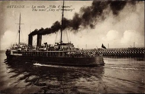 Ak Ostende Ostende Westflandern, Malle Stadt Antwerpen, Fährschiff