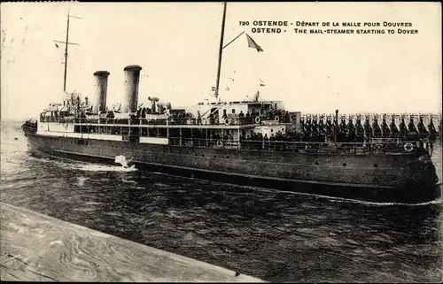 Postkarte Ostende Ostende Westflandern, Abfahrt von La Malle nach Dover