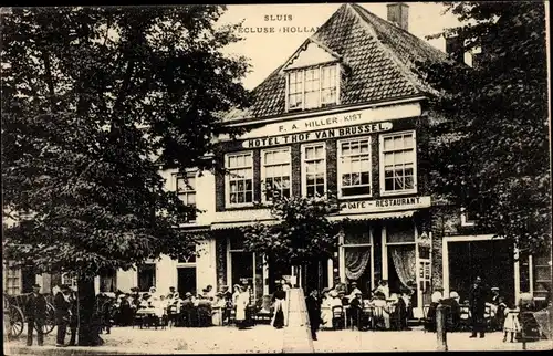 Ak Sluis Zeeland Niederlande, Hotel T Hof van Brussel