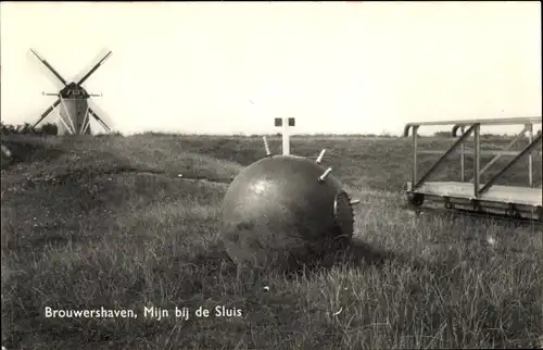 Ak Brouwershaven Zeeland, Mine am Sluis