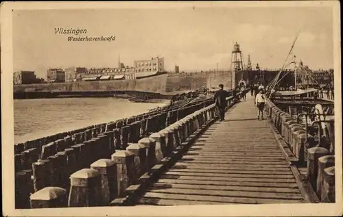 Ak Vlissingen Zeeland Niederlande, Westerhaven Leiter