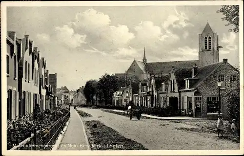 Ak Tholen Zeeland Niederlande, Molenvlietschestraat, Ned. Herv. Kerk