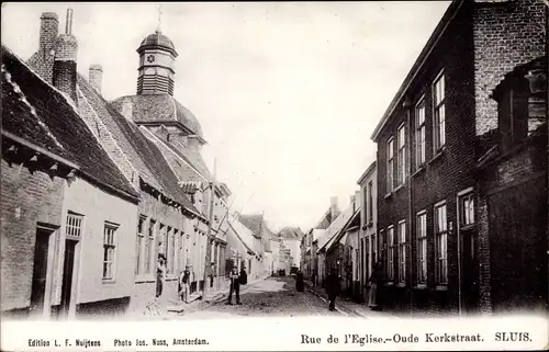 Ak Sluis Zeeland Niederlande, Oude Kerkstraat