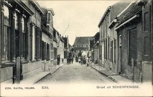 Ak Scherpenisse Zeeland, Straßenpartie, Anwohner