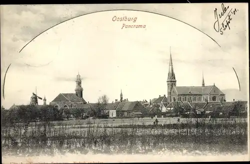 Ak Oostburg Zeeland, Panorama