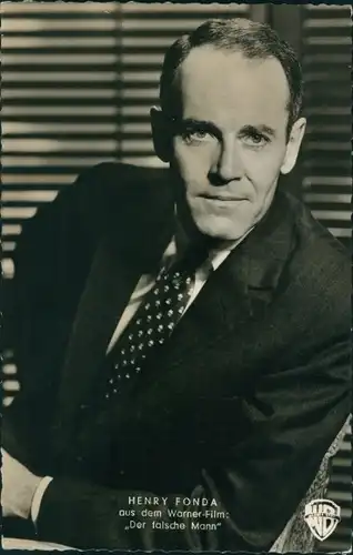 Ak Schauspieler Henry Fonda, Portrait im Anzug, Der falsche Mann