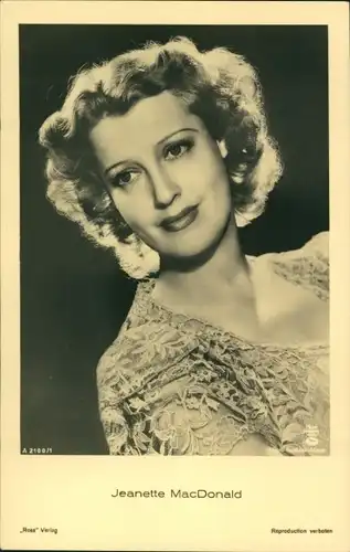 Ak Schauspielerin Jeanette MacDonald, Portrait, Metro Goldwyn Mayer