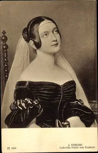 Künstler Ak Stieler, J., Ludovika Freiin von Neubeck, Portrait