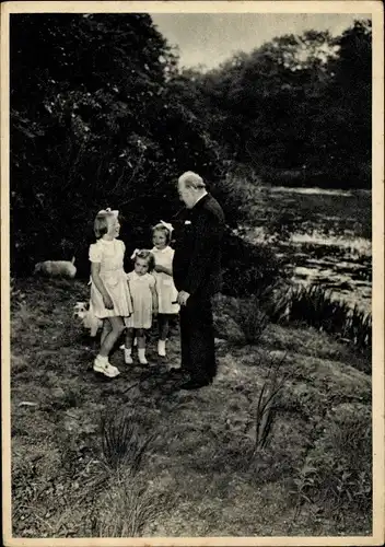 Ak Winston Churchill, Beatrix der Niederlande, Irene, Margriet