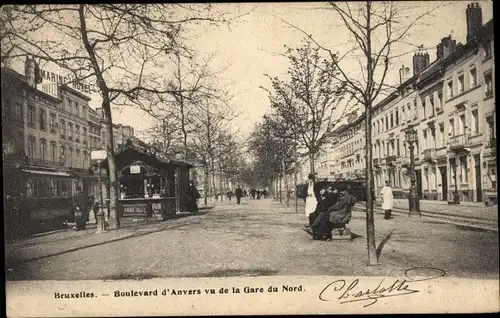 Ak Brüssel Brüssel, Boulevard d'Anvers vom Gare du Nord aus gesehen