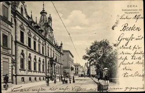 Ak Gera in Thüringen, Schlossstraße, Hauptpostamt