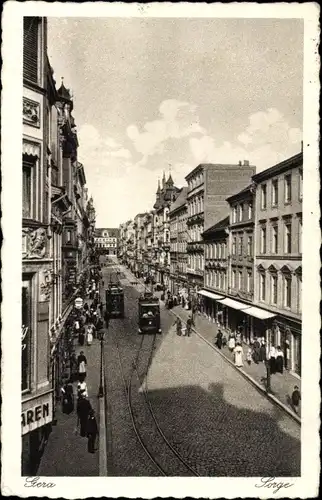 Ak Gera in Thüringen, Sorge, Straßenpartie, Straßenbahn