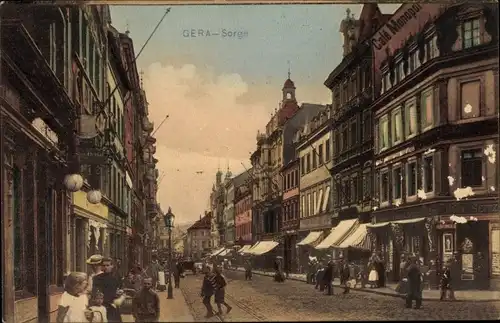 Ak Gera in Thüringen, Sorge, Straßenpartie, Geschäfte