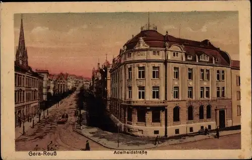 Ak Gera in Thüringen, Adelheidstraße, Gebäude, Kirchturm