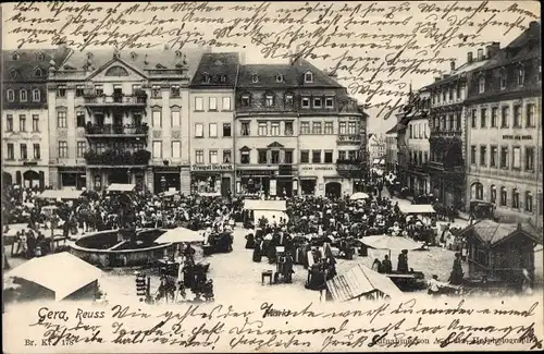 Ak Gera in Thüringen, Markt, Passanten