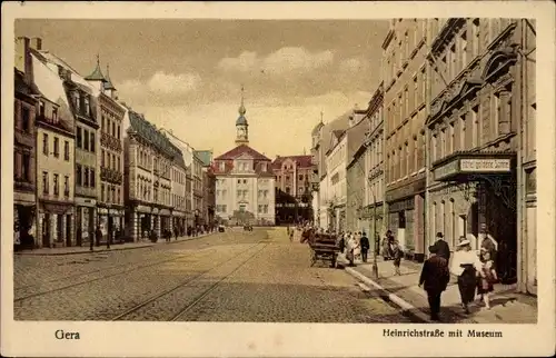 Ak Reuß Gera, Heinrichstraße mit Museum