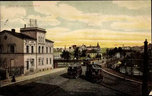 Ak Reuß Gera, Heinrichsbrücke, Straßenbahnen