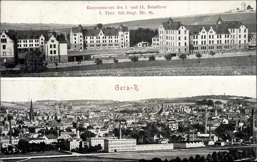 Ak Gera in Thüringen, Kasernements des I. und II. Batallions, 7. Thür. Inf. Regt. Nr. 96.