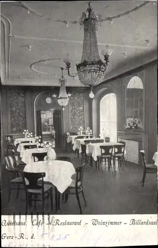 Ak Reuß Gera in Thüringen, Quisiana, Gasthaus, Speisesaal