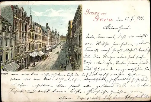Litho Gera in Thüringen, Straßenpartie, Sorge