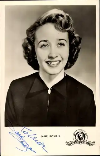 Ak Schauspielerin Jane Powell, Portrait, Autogramm