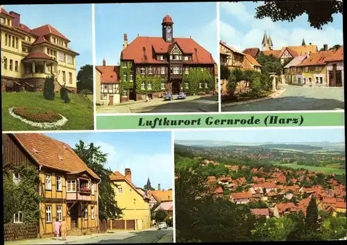 Ak Gernrode Quedlinburg im Harz, Erholungsheim Stubenberg, Rathaus, Spittelplatz, Teilansicht