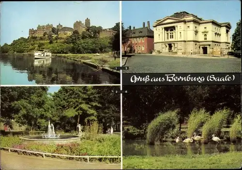 Ak Bernburg an der Saale, Schloss, Carl Maria von Weber Theater, Tiergarten