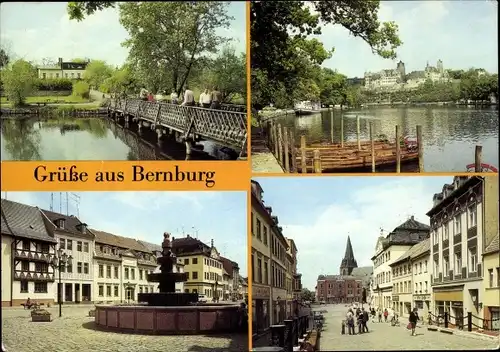 Ak Bernburg an der Saale, Schloss, Thälmannplatz, Brunnen, Marienkirche