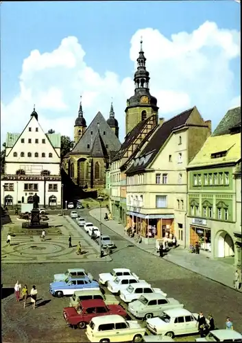 Ak Lutherstadt Eisleben, Marktplatz mit Lutherdenkmal, Kirche