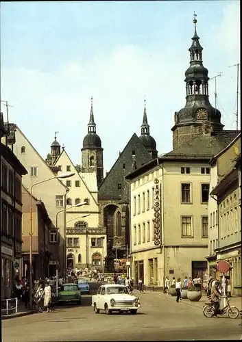 Ak Lutherstadt Eisleben, Marktplatz mit Kirche, Trabant