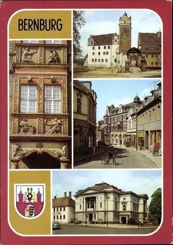 Ak Bernburg an der Saale, Schlosseingang, Ernst Thälmann Straße, Theater, Wappen