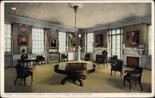 Ak Boston Massachusetts USA, Old State House, der Ratssaal