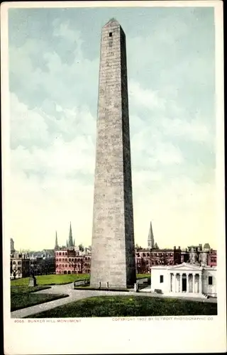 Ak Charlestown Boston Massachusetts USA, Bunker Hill Monument