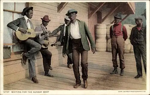 Ak USA, Warten auf das Sonntagsboot