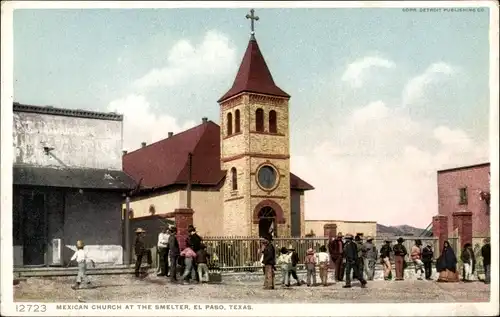 Ak El Paso Texas USA, Mexikanische Kirche an der Schmelze