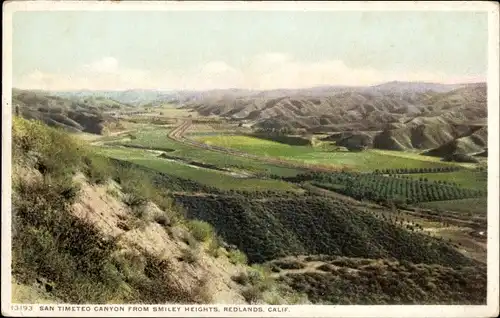 Ak Redlands Kalifornien USA, San Timoteo Canyon von Smiley Heights