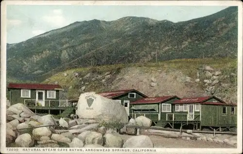 Ak Kalifornien USA, Arrowhead Springs, natürliche Dampfhöhlenbäder