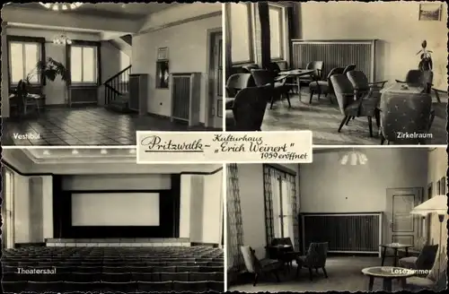 Ak Pritzwalk in der Prignitz, Kulturhaus Erich Weinert 1959, Theatersaal, Lesezimmer, Zirkelraum