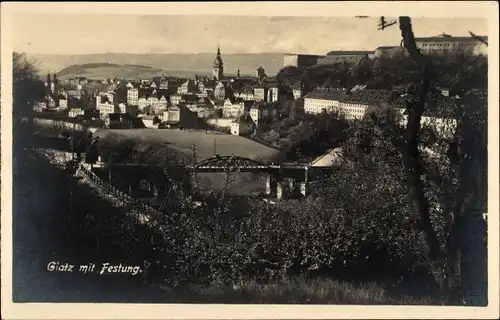 Ak Kłodzko Glatz Schlesien, Totalansicht, Festung