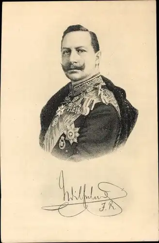 Ak Kaiser Wilhelm II. Portrait in Uniform, Signatur