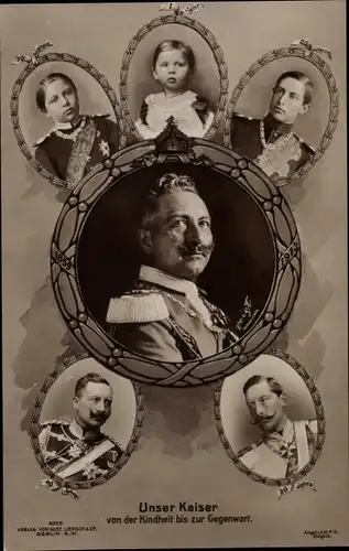 Passepartout Ak Kaiser Wilhelm II. von Preußen, von der Kindheit bis zur Gegenwart