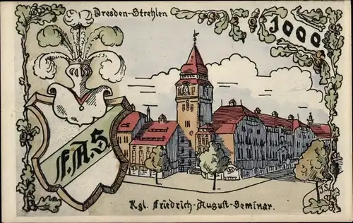 Studentika Ak Dresden Strehlen, Königliches Friedrich August Seminar, Festkarte der Quarta 1917