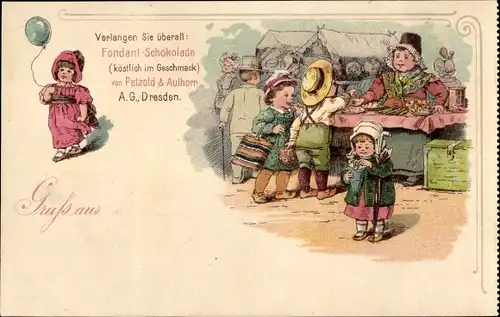Litho Dresden, Reklame, Fondant-Schokolade, Petzold & Aulhorn AG