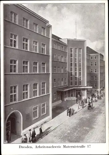 Ak Dresden Wilsdruffer Vorstadt, Jahresschau deutscher Arbeit 1927, Arbeitsnachweis Maternistraße