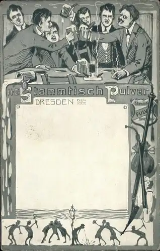 Ak Dresden, HG Stammtisch Pulver, Männer mit Bierkrügen
