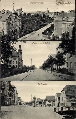 Ak Dresden Niedersedlitz, Bismarckstraße, Rathaus, Schule, Dorfstraße
