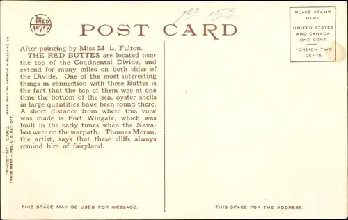 Künstler Ak Fort Wingate New Mexico USA, Red Buttes, Kontinentalscheide